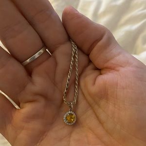 Citrine necklace with cubic zirconias